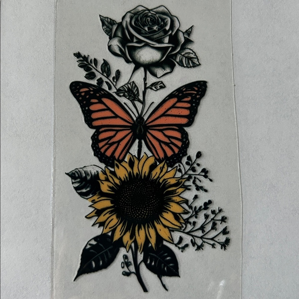 Floral and Butterfly Cup Decal
